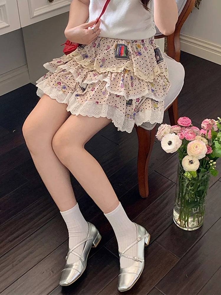 VILZSTUDIOS Sweet Girl Polka Dot Multi-Layer Skirt