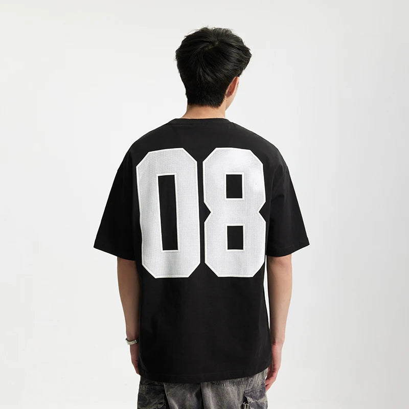 VILZSTUDIOS American Letter Print Cotton Casual T-Shirt