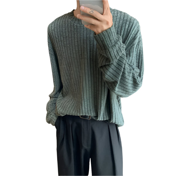 Übergroßer, gestreifter, lässiger Langarmpullover