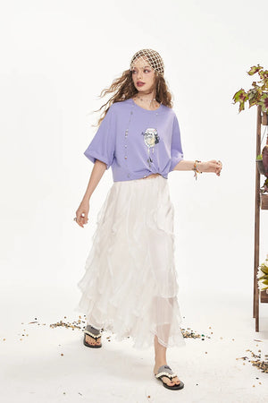 VILZSTUDIOS Sweet Printed Casual Short Sleeve T-Shirt