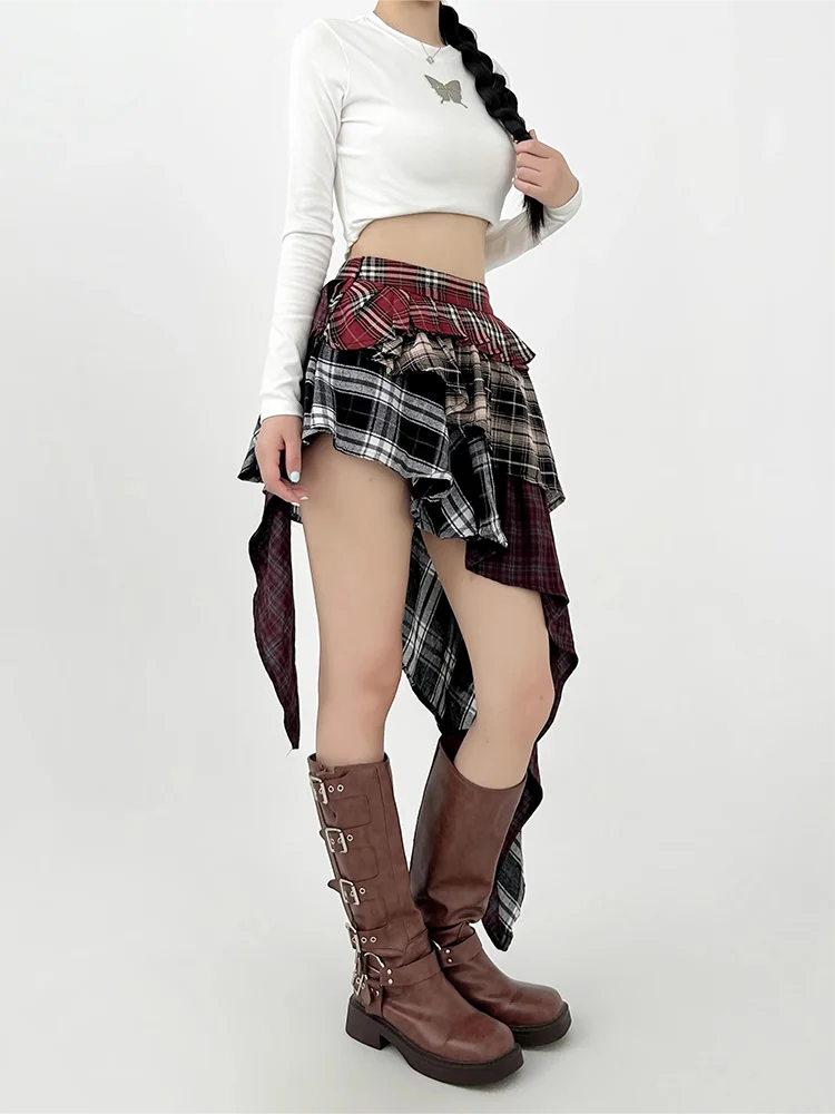 VILZSTUDIOS Plaid Vintage A-Line Skirt Retro