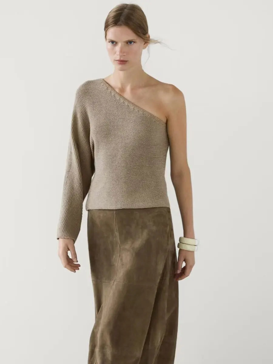 VILZSTUDIOS Asymmetrical Knitted One Shoulder Sweater