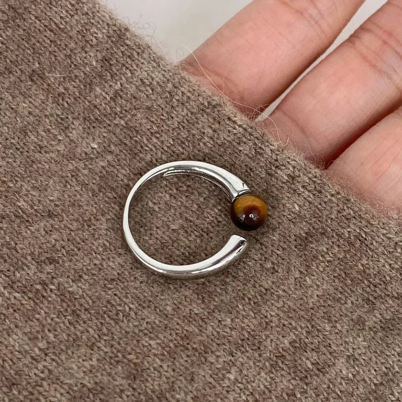 VILZSTUDIOS Asymmetric Geometric Punk Brown Bead Ring