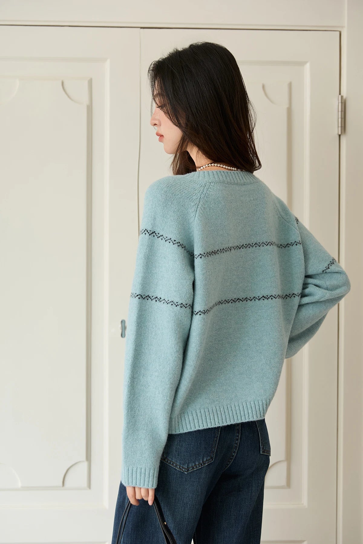 VILZSTUDIOS Blue Knit Floral Cardigan