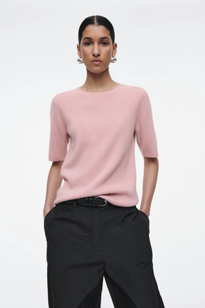 VILZSTUDIOS Round Neck Short Sleeve Sweater