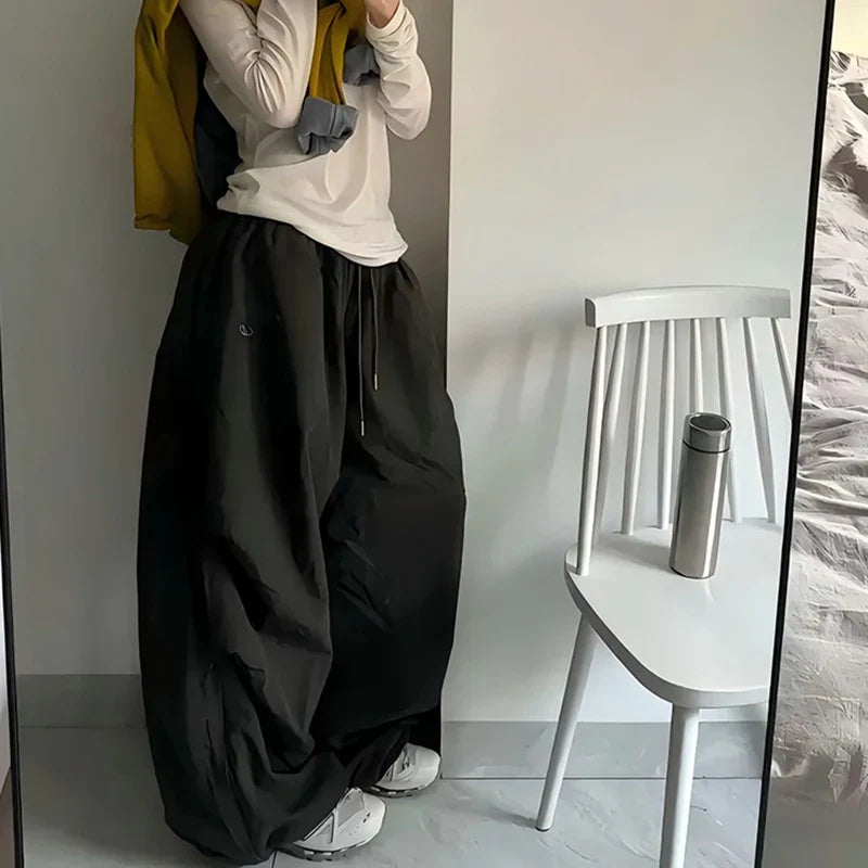 VILZSTUDIOS Trendy Oversized Black Wide Leg Pants