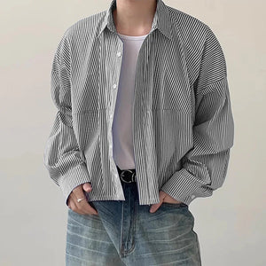 VILZSTUDIOS Cropped Striped Long Sleeve Shirt