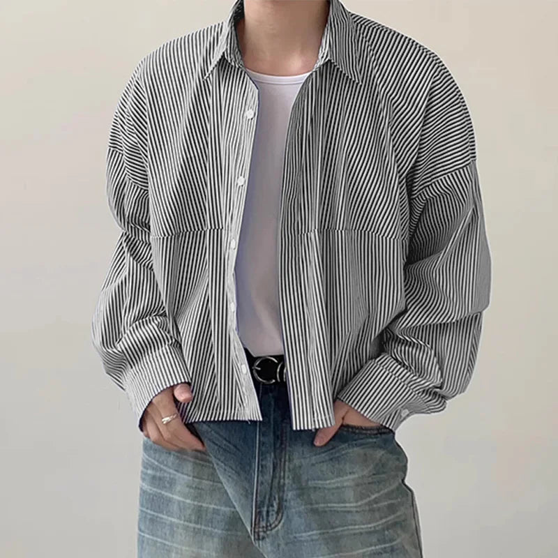 VILZSTUDIOS Cropped Striped Long Sleeve Shirt