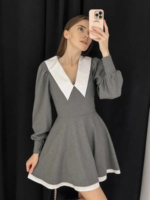VILZSTUDIOS Elegant French Doll Collar Mini Dress