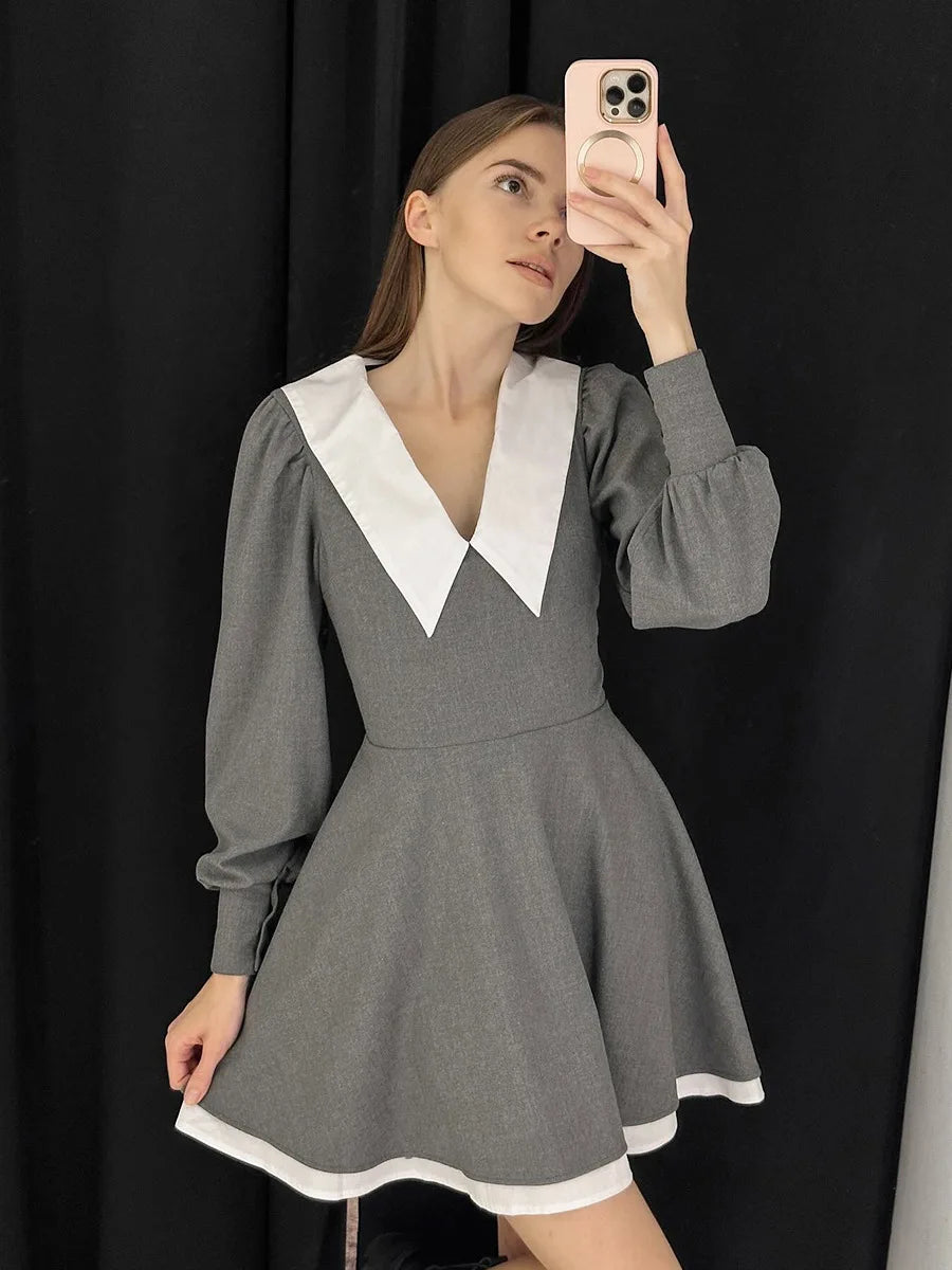 VILZSTUDIOS Elegant French Doll Collar Mini Dress