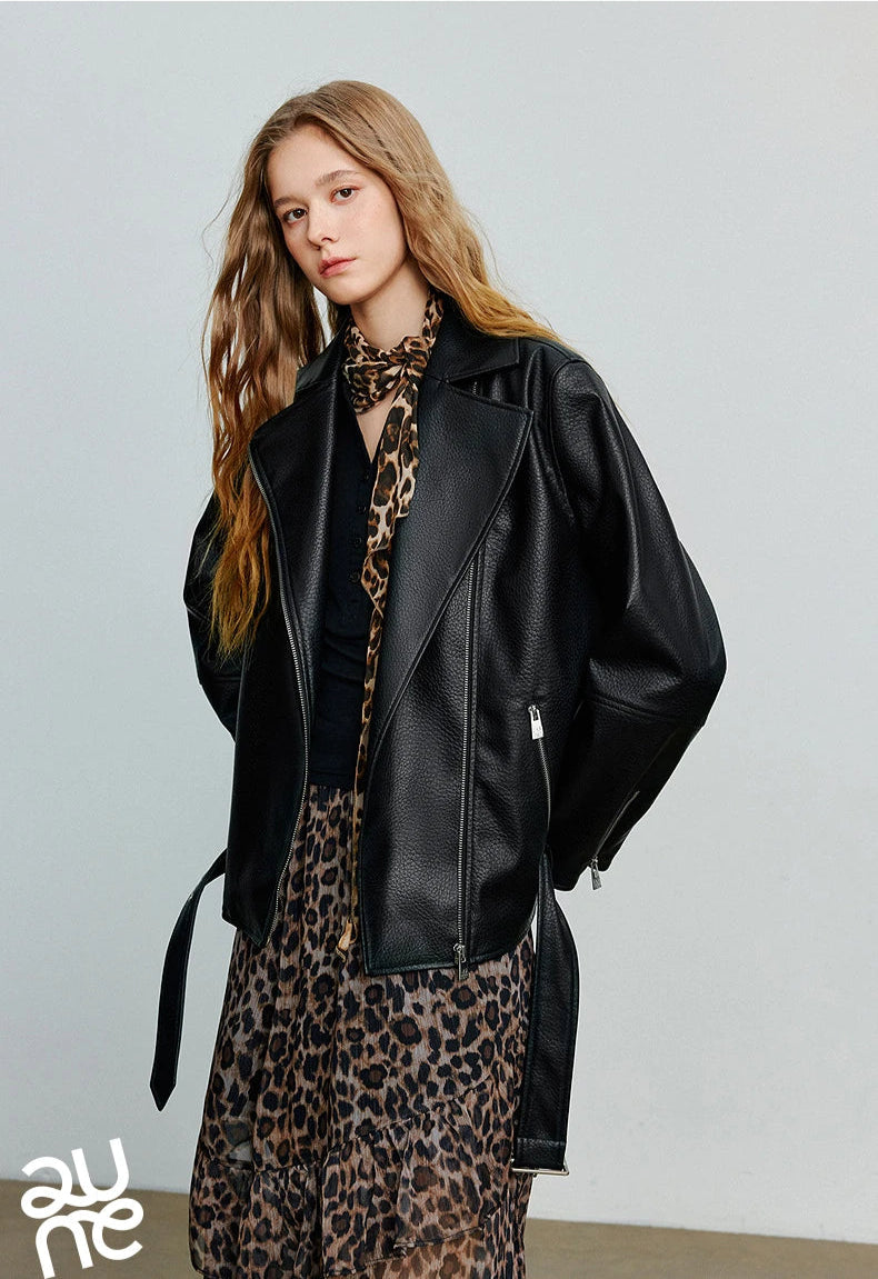VILZSTUDIOS Fashionable Leather Motorcycle Jacket