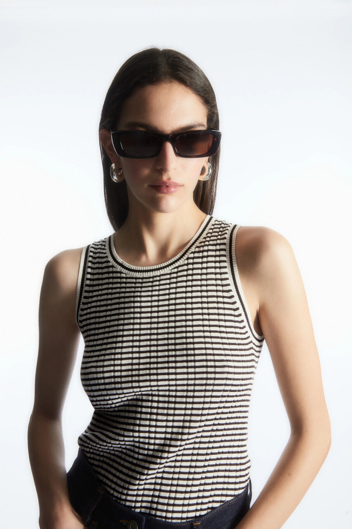 VILZSTUDIOS Striped Silk Blend Tank Top