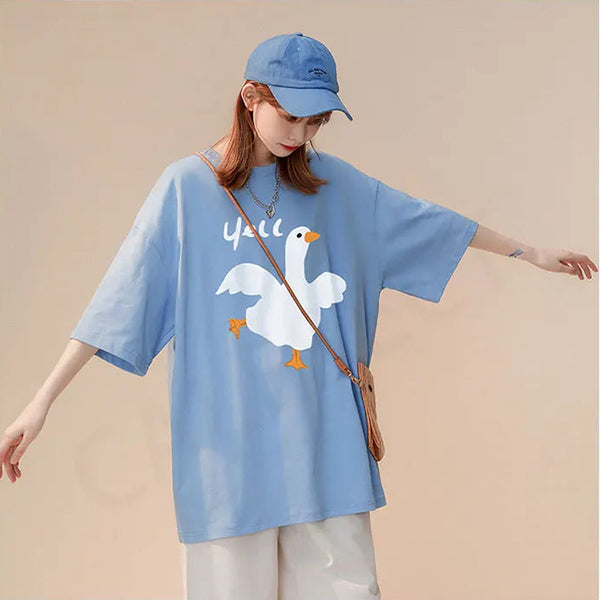 Oversized Kawaii Duck Cartoon T-Shirt