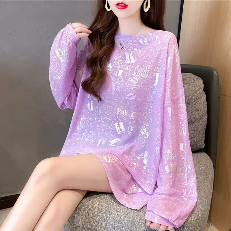 VILZSTUDIOS Chic Korean Sequined O-Neck T-Shirt