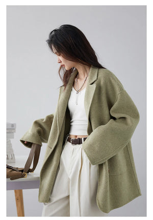 VILZSTUDIOS Chic Woolen Double Breasted Coat