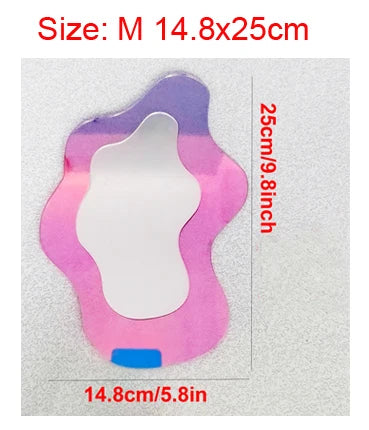 VILZSTUDIOS 1Pc Colorful Discolor Acrylic Decorative Mirror Makeup Desk Tabletop Mirror Girls Cosmetic Mirror Wall Mirror Home Decor