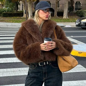 VILZSTUDIOS Luxury Retro Faux Fur Jacket