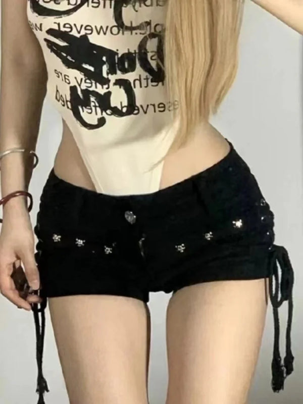 Lace-Up Skinny Shorts