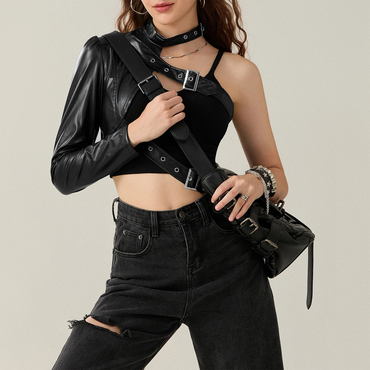 VILZSTUDIOS Gothic One Sleeved Halter Top