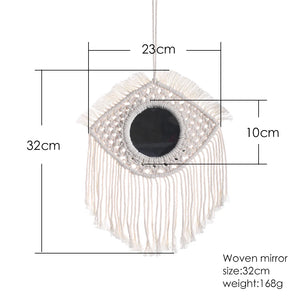 VILZSTUDIOS Decorative Mirrors Wall Decor Macrame Round Mirror Boho Home Decor Mirrors for Bedroom Living Room Bathroom Baby Room Decoration