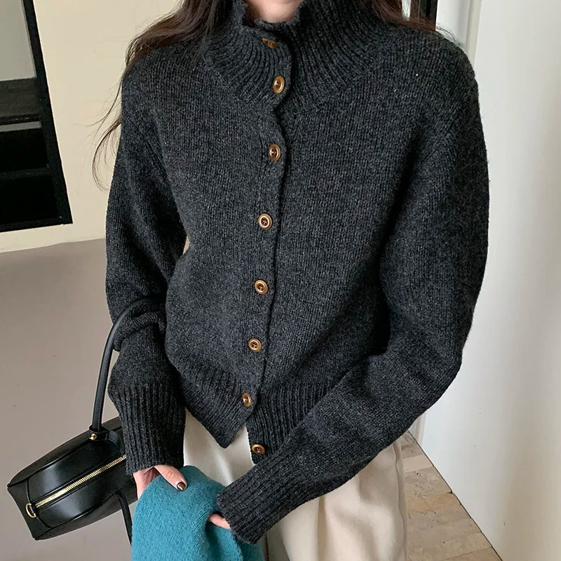 VILZSTUDIOS Luxurious Turtleneck Knit Cardigan