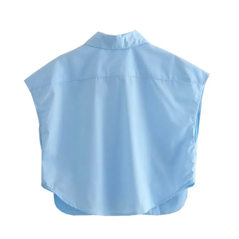 VILZSTUDIOS Elegant Cropped Sleeveless Shirt