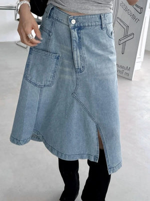 VILZSTUDIOS Retro High Waist Irregular Denim Skirt