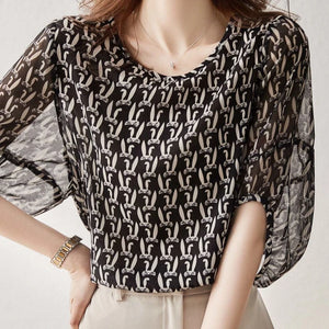 VILZSTUDIOS Versatile Loose Fit Chiffon Summer Blouse