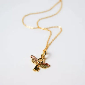 VILZSTUDIOS Colorful Golden Angel Wing Pendant Necklace