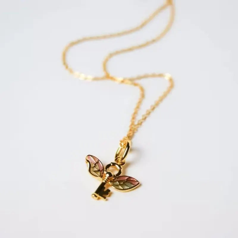 VILZSTUDIOS Colorful Golden Angel Wing Pendant Necklace