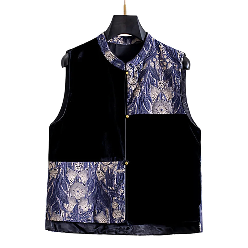 VILZSTUDIOS Luxurious Silk Velvet Jacquard Vest