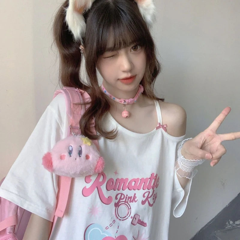 VILZSTUDIOS Sweet Bow Round Neck Romantic T-Shirt