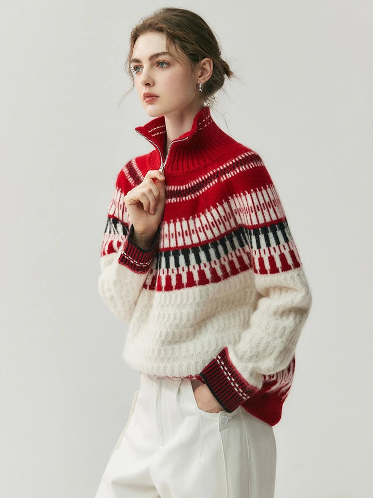 VILZSTUDIOS Luxury Cashmere Zipper Turtleneck Sweatshirt