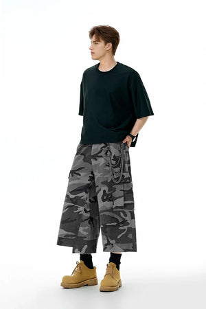 VILZSTUDIOS Trendy Plaid Camo Cargo Jorts