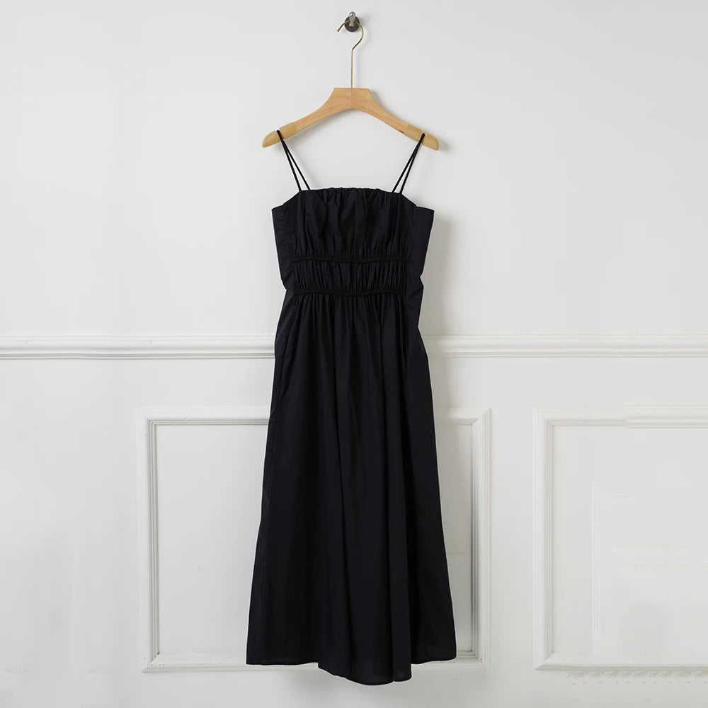 VILZSTUDIOS Elegant Slim Pleated Halter Dress