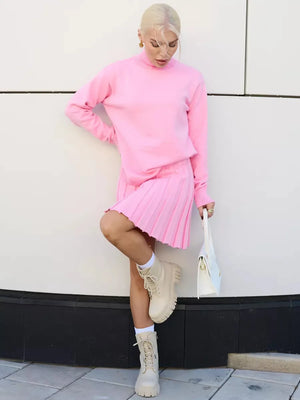 VILZSTUDIOS Cozy Turtleneck Knitted Sweater & Skirt Set