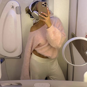 VILZSTUDIOS Cozy Mink Off-Shoulder Sweater