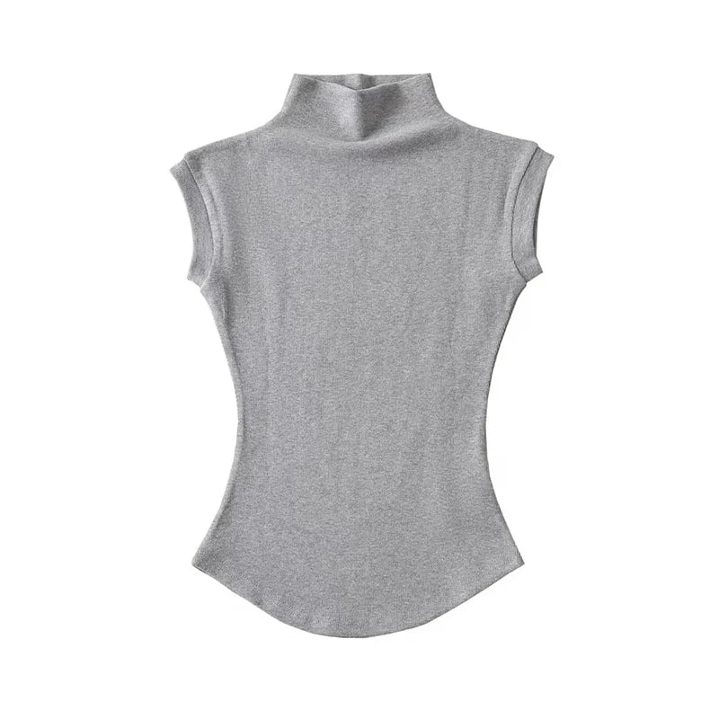 VILZSTUDIOS Slim Fit Sleeveless Turtleneck T-Shirt