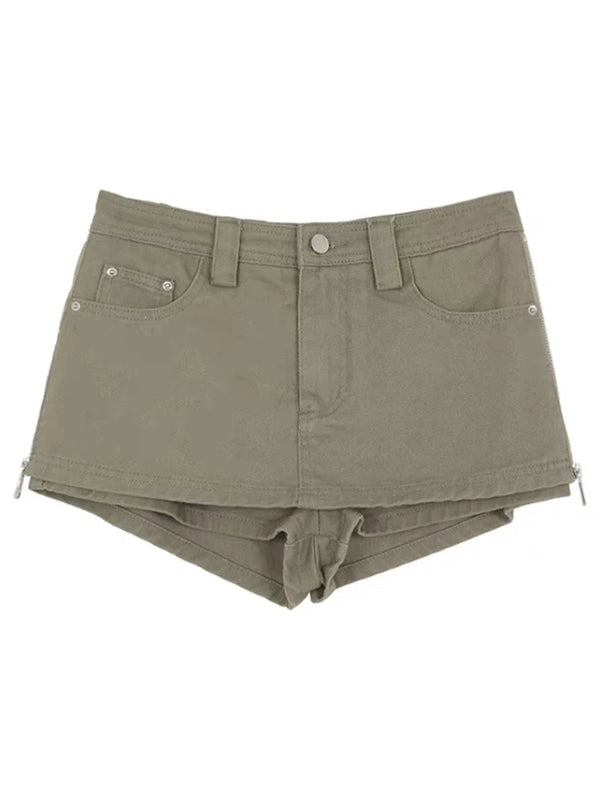 Retro Y2K Denim A-Line Skirt Pants