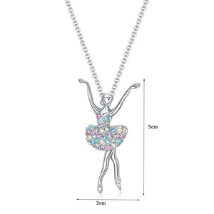 VILZSTUDIOS Crystal Zircon Charm Dancing Ballerina Necklace