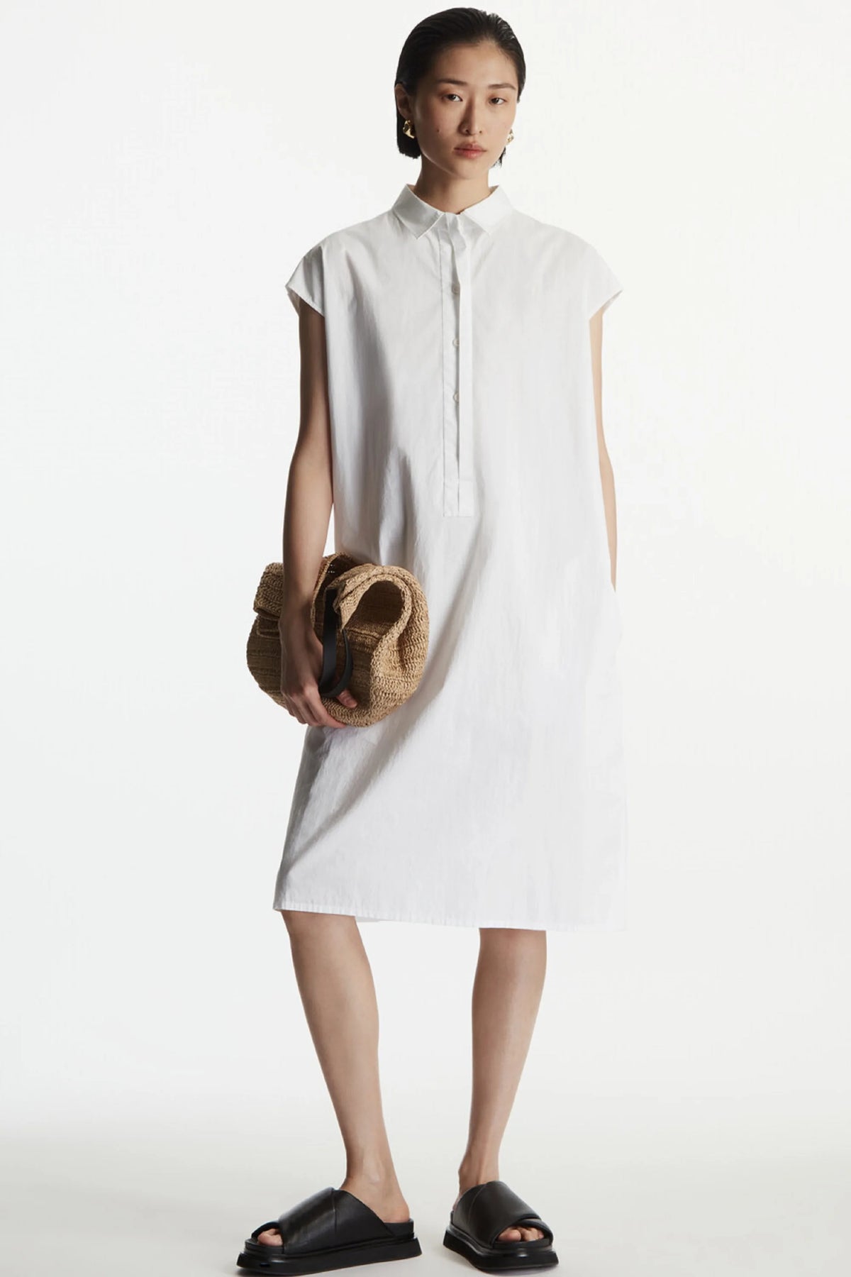 VILZSTUDIOS Casual Polo Neck Short Sleeve Mini Dress