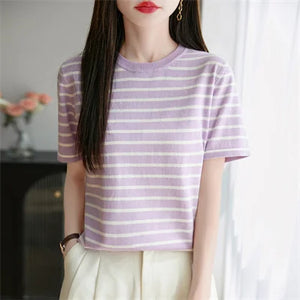 VILZSTUDIOS Soft Cotton Striped T-Shirt