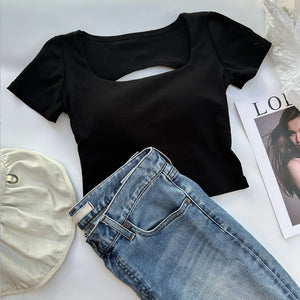 VILZSTUDIOS Square Neckline Short Sleeve T-Shirt