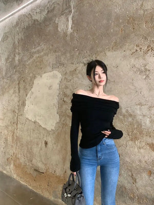 VILZSTUDIOS Off Shoulder Knitwear Sweater