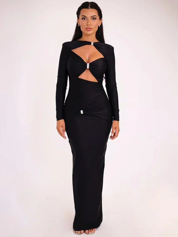 Vestido maxi elegante y sexy de manga larga