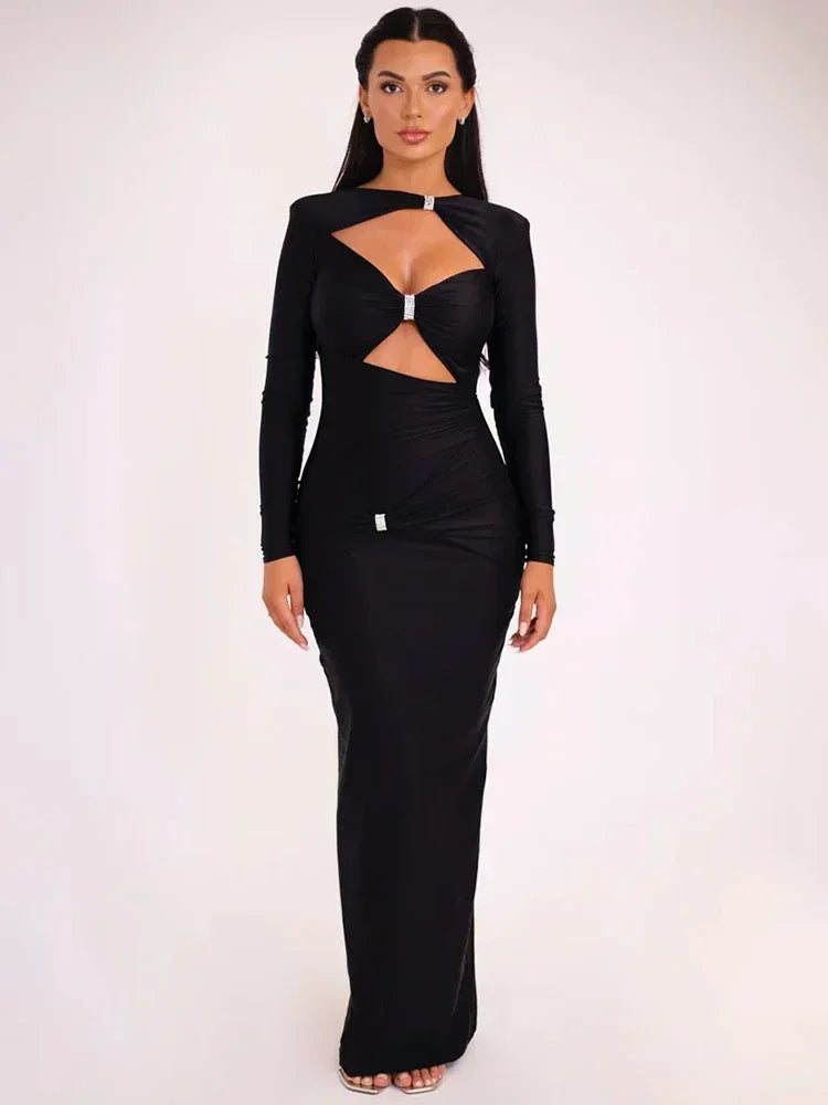 VILZSTUDIOS Sleek Sexy Long Sleeve Maxi Dress