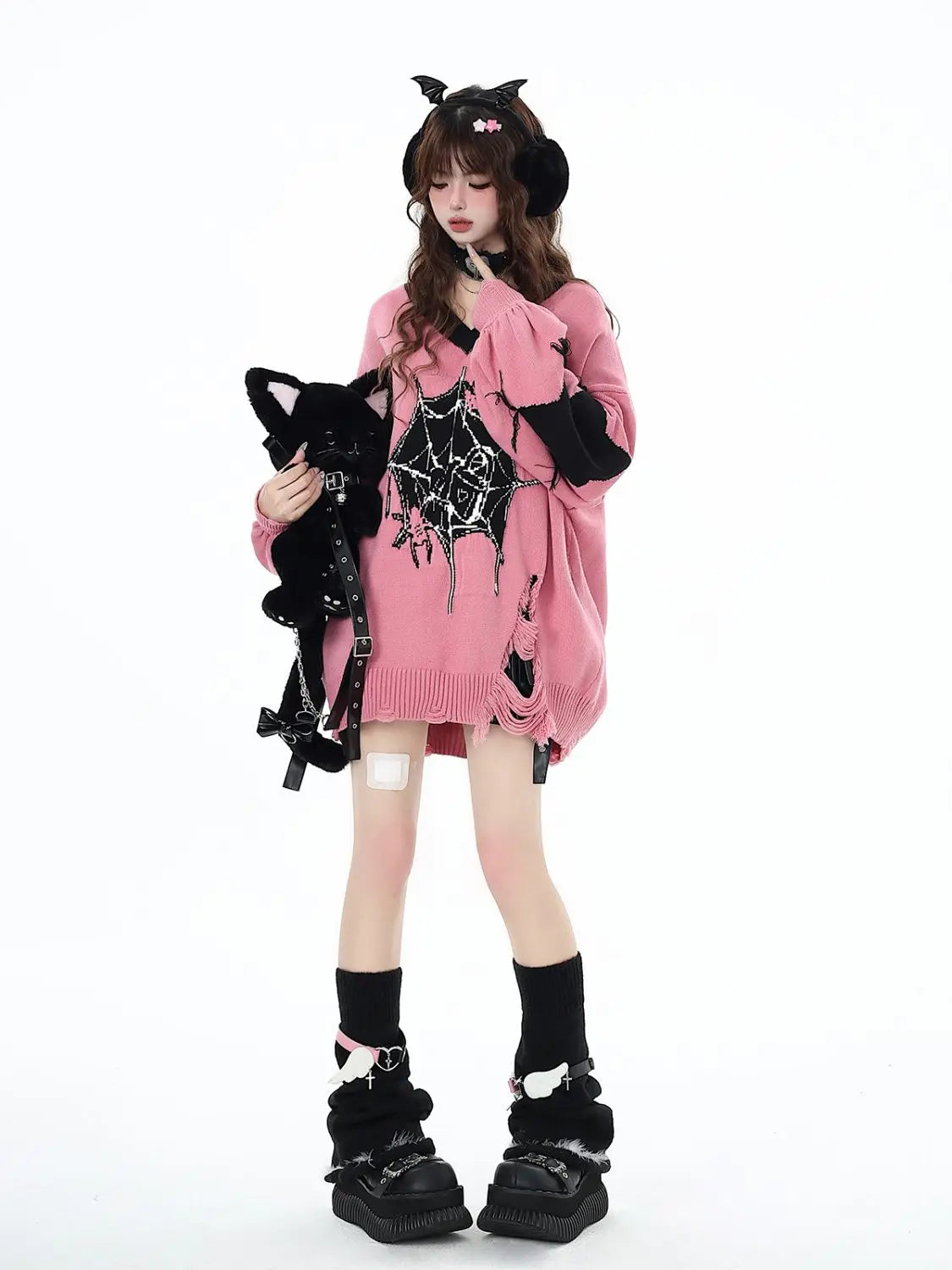 VILZSTUDIOS Gothic Oversized Spider Web Sweater
