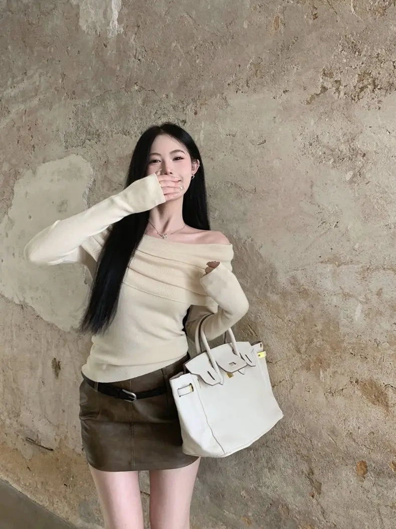 VILZSTUDIOS Off Shoulder Knitwear Sweater