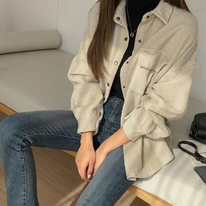 VILZSTUDIOS Cozy Corduroy Loose Fit Shirt