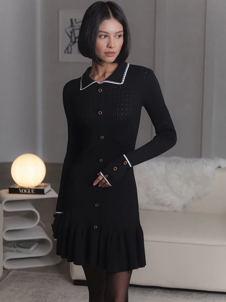 VILZSTUDIOS Elegant Knitted Button Down Dress